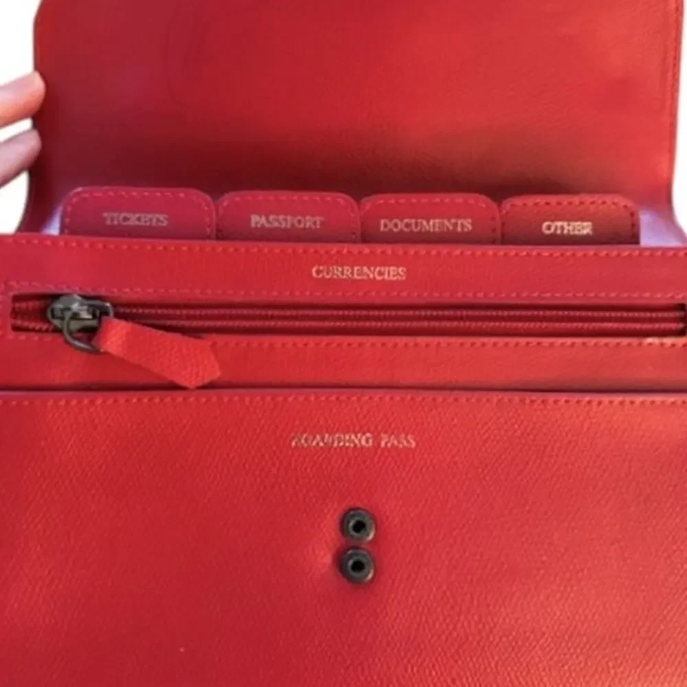 Red Leather Travel Wallet Organizer ✈️ - Picture 5 of 10